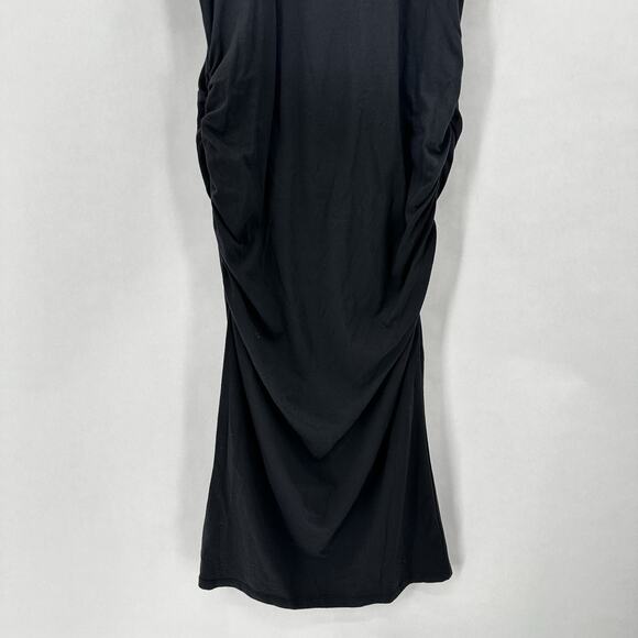 Athleta Comeback Tank Midi Dress Size S Black Bodycon Ruched Preppy Comfort NWT - Picture 6 of 11